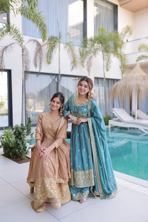 Festive wear silk sharara suit for women