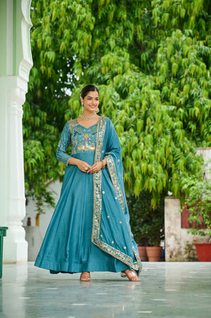 Designer festive wear gown with heavy sequin embroidery