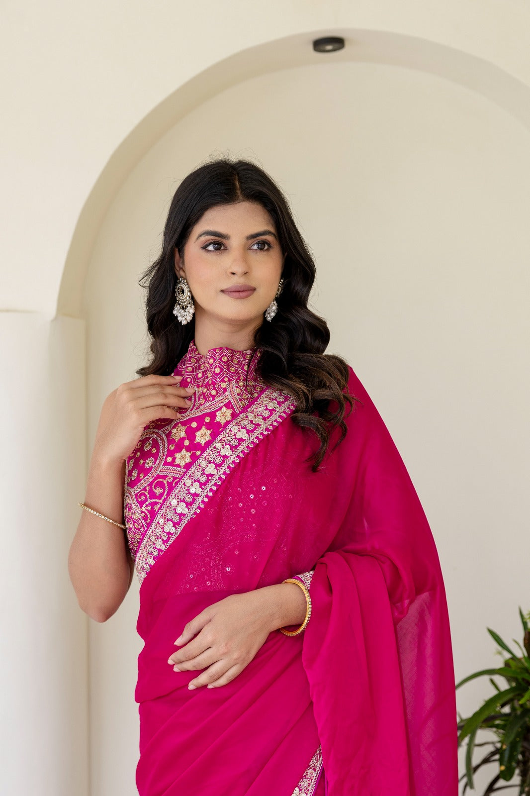 Designer silk saree with sequins work