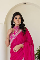 Designer silk saree with sequins work