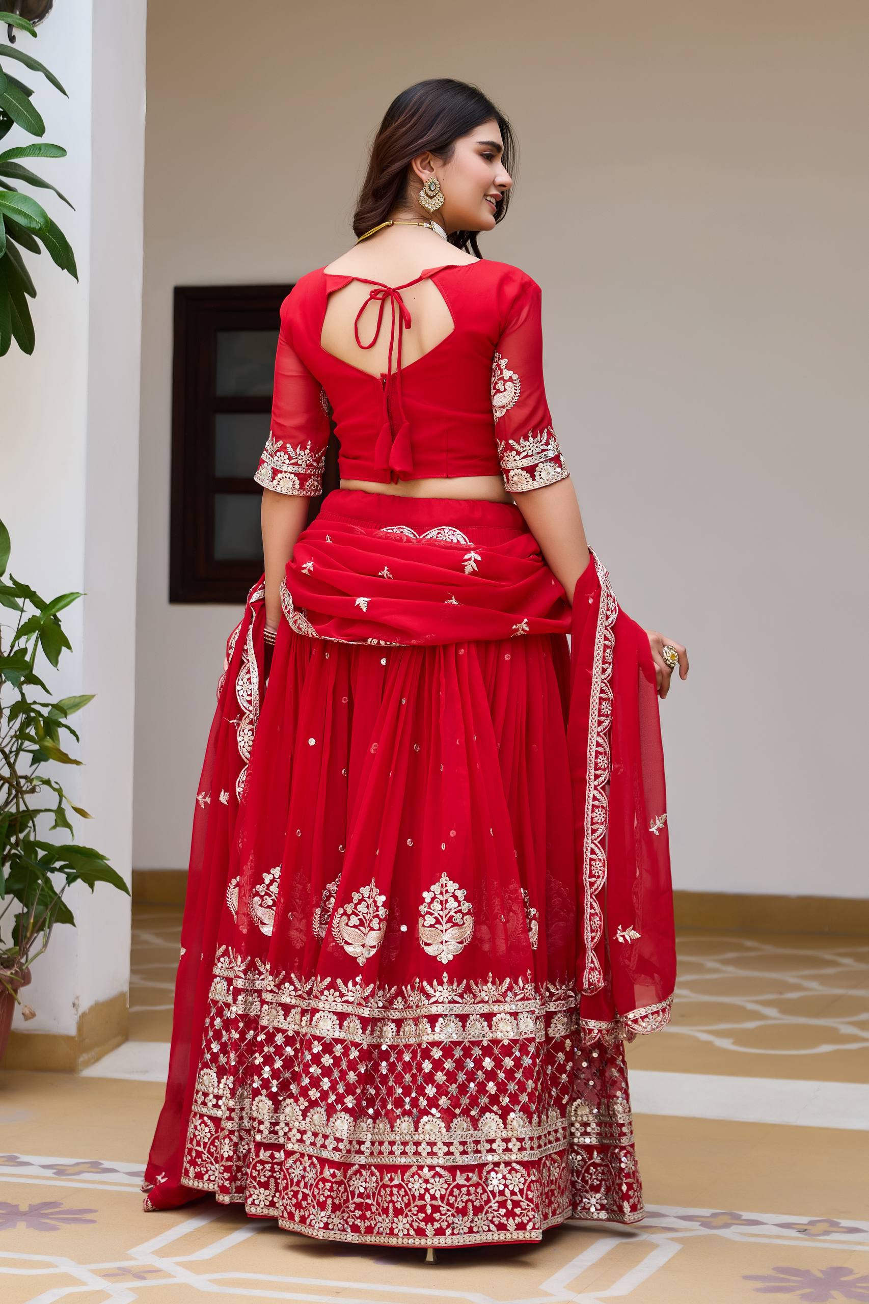 Red wedding special lehenga set for women