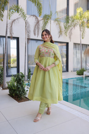 Festive gown with beads embroidery and bottom set