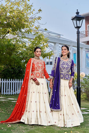 This designer lehenga choli with dupatta is ideal for bridesmaids and wedding functions, featuring heavy embroidery and elegant flare.