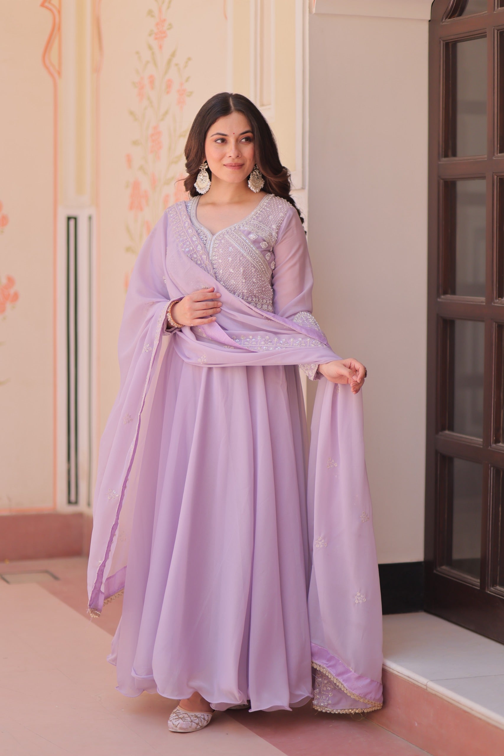 embroidered gown for party wear India