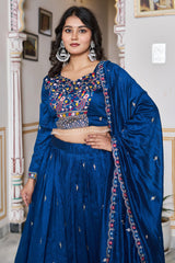 Royal Blue Vichitra silk lehenga set