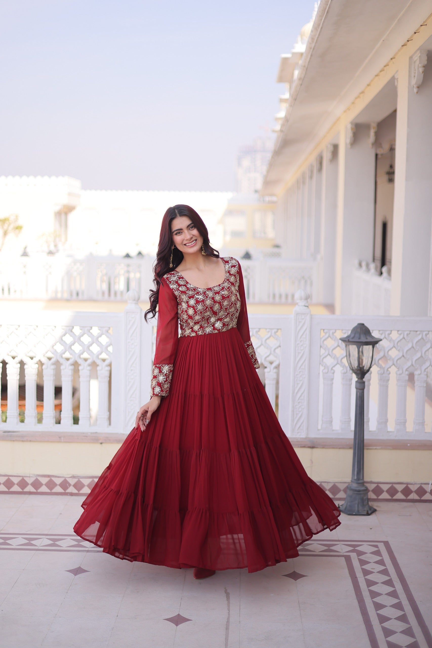 Designer Georgette Gown with Sequins Work
