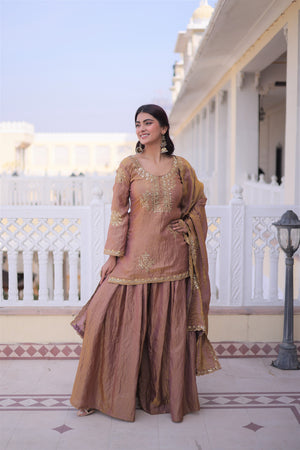 Festive wear kurti sharara with lace dupatta