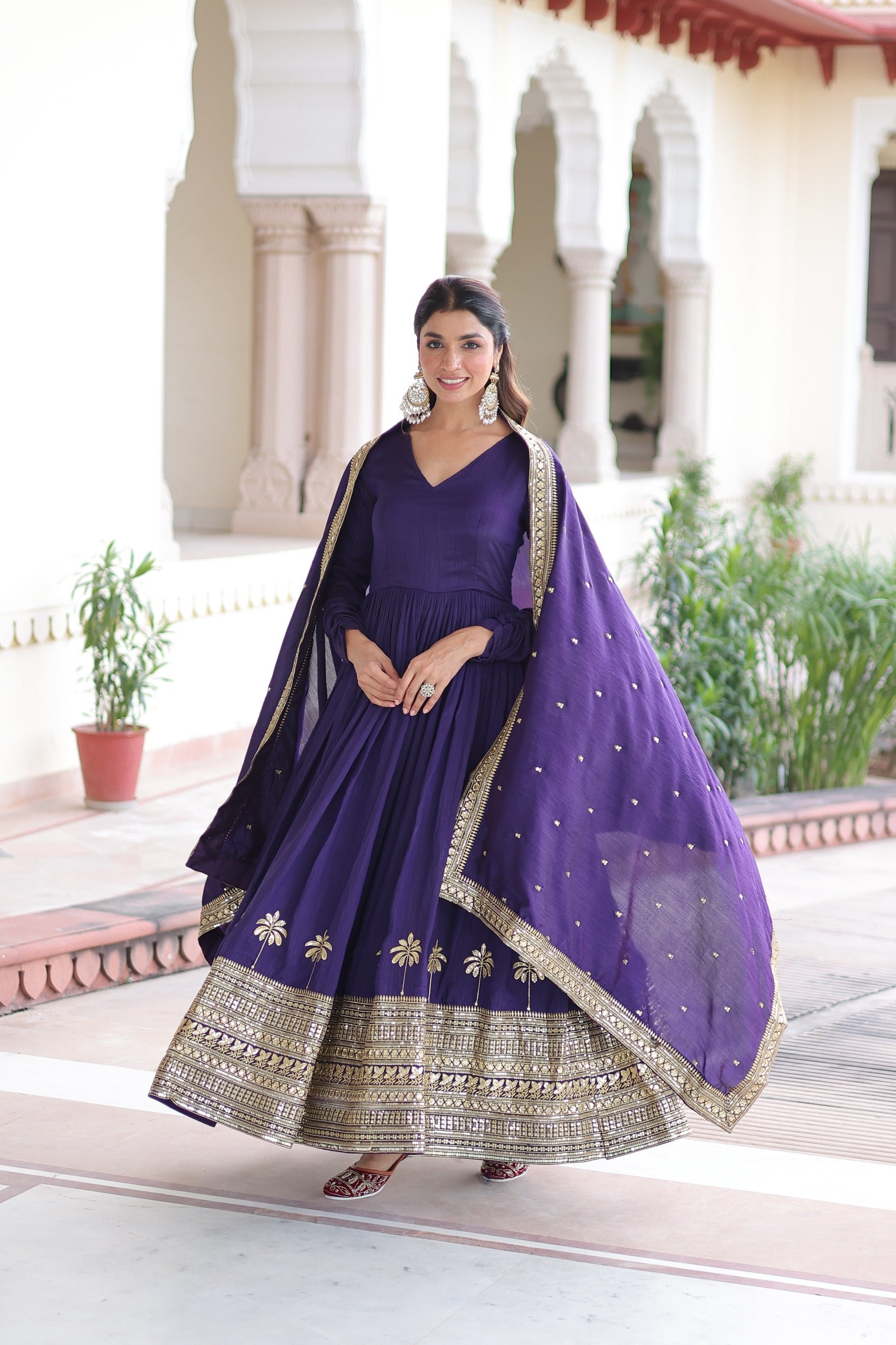 Designer gown with dupatta set
