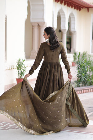 New designer vichitra silk gown