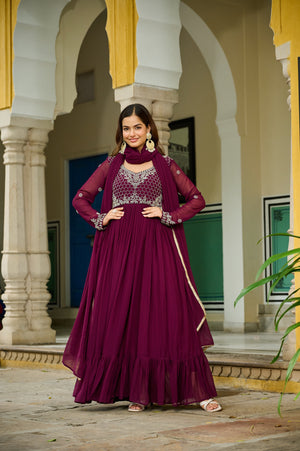 Wine color gown for wedding or party