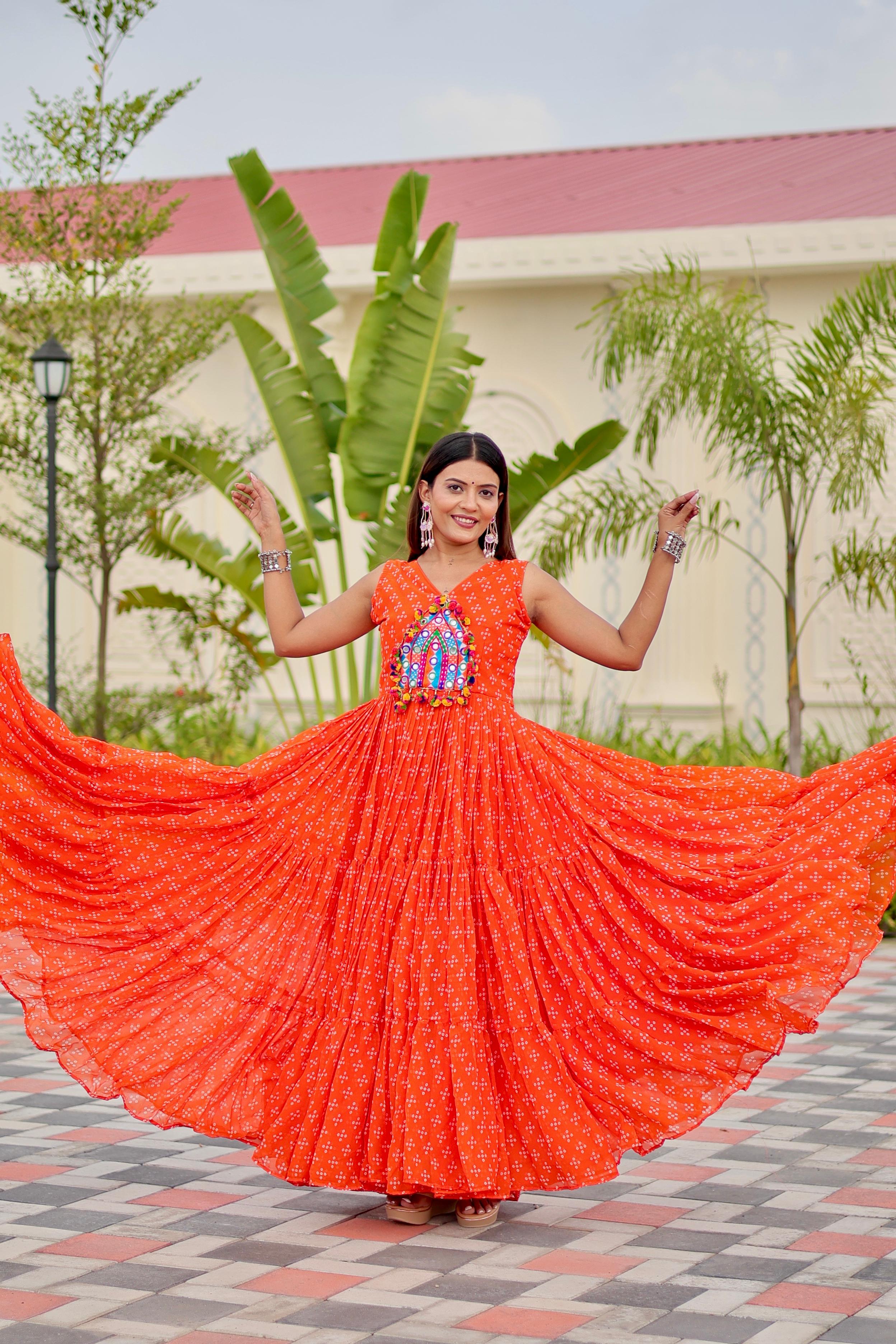 Flared ethnic gown for festive wear


