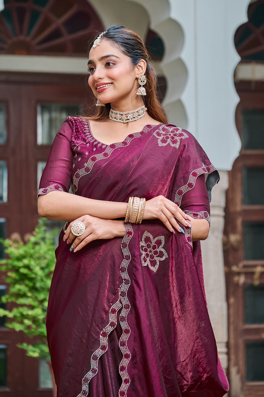 Wedding or festive look in silk saree