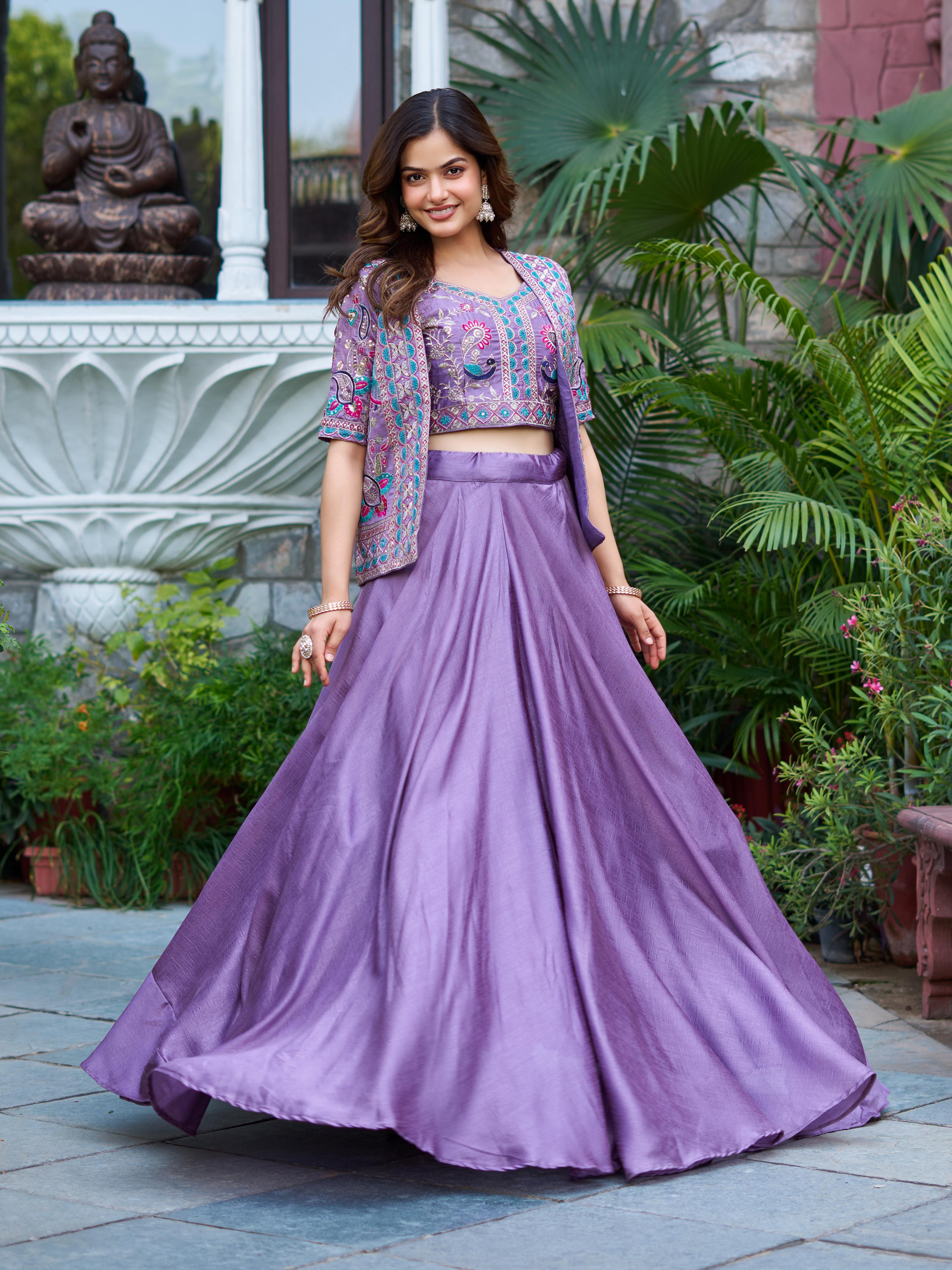 purple Lehenga Set for Festivals and Weddings