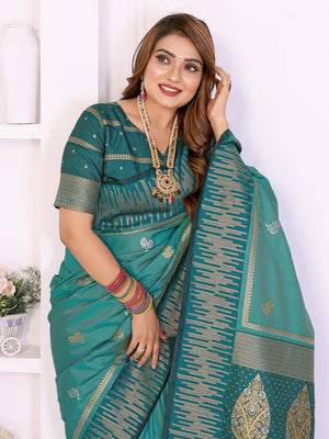 rama blue dual tone south soft silk saree