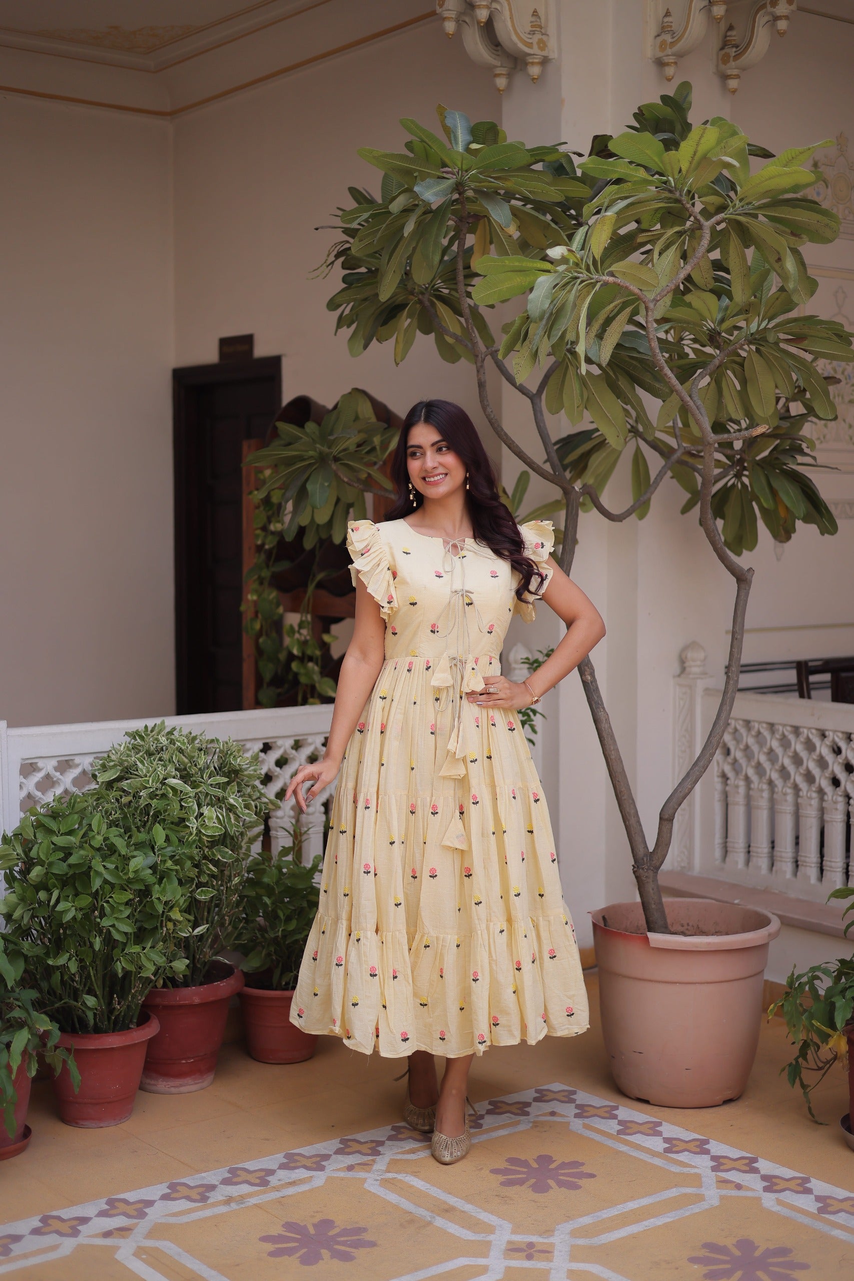 flared kurti with 6 meter flair design