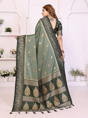 Green dual tone south soft silk saree