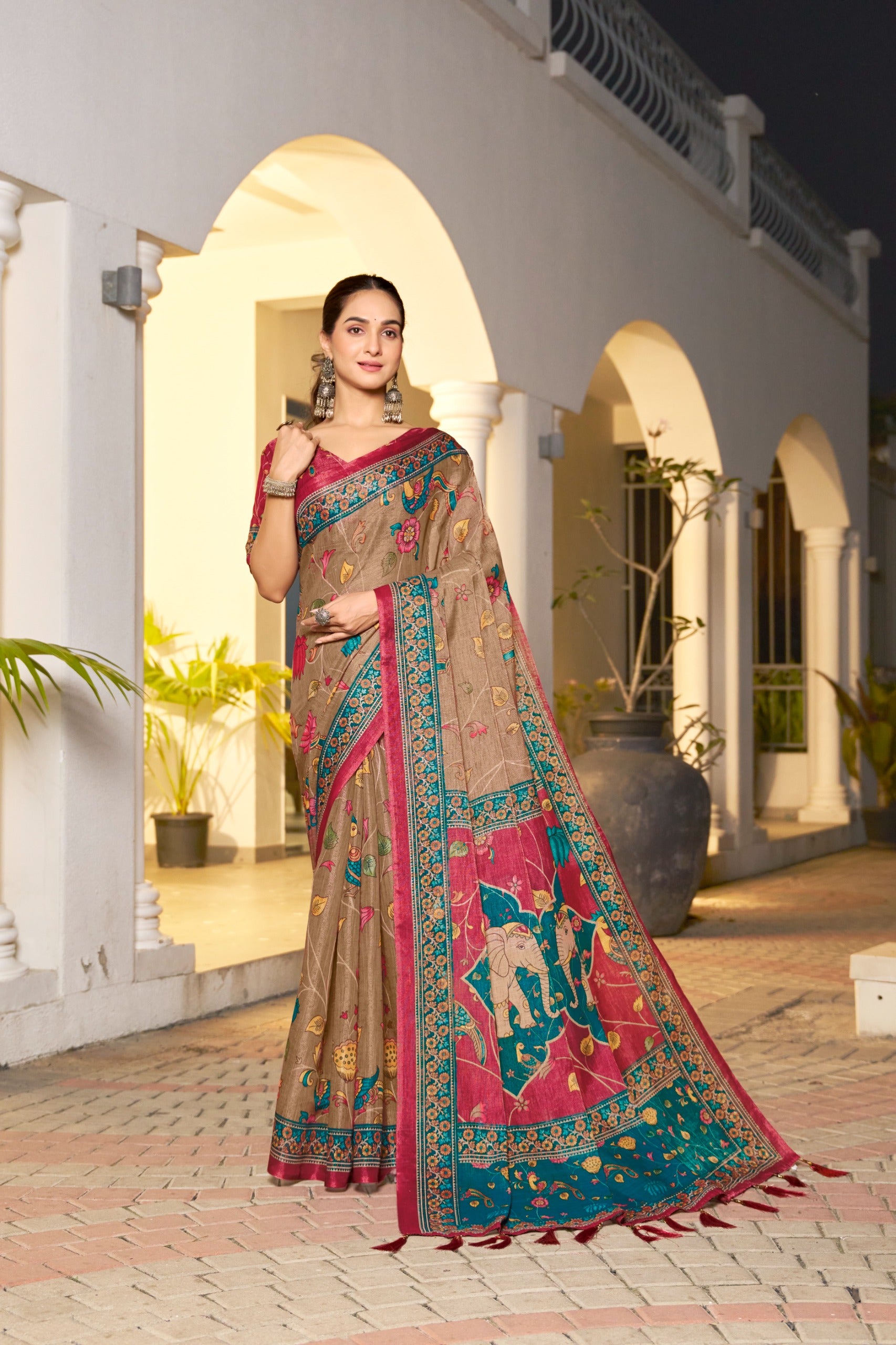 Premium handloom saree with floral vine motifs
