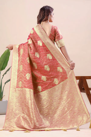 Traditional jacquard saree for festive wear