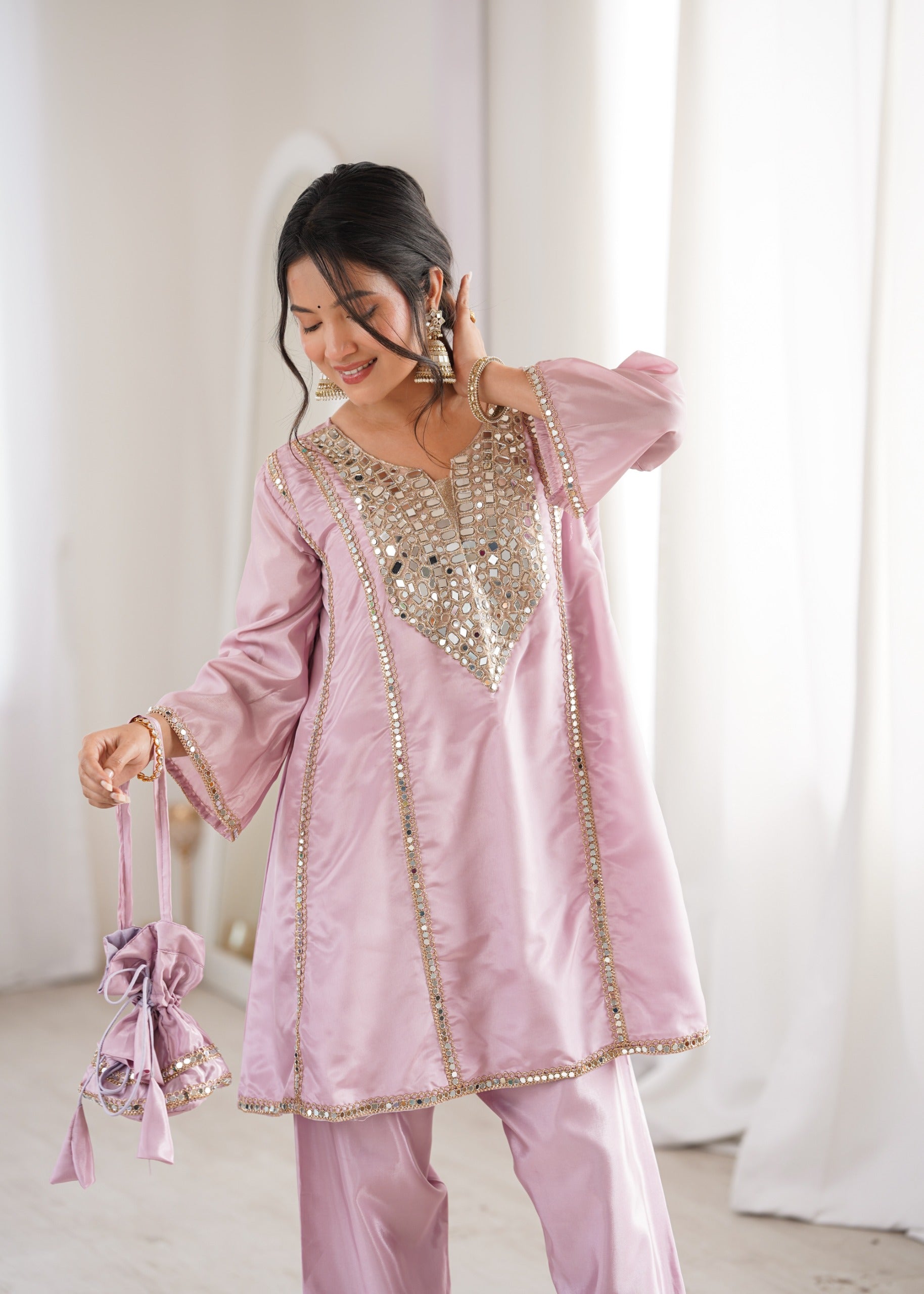 Festive kurti pant set for women