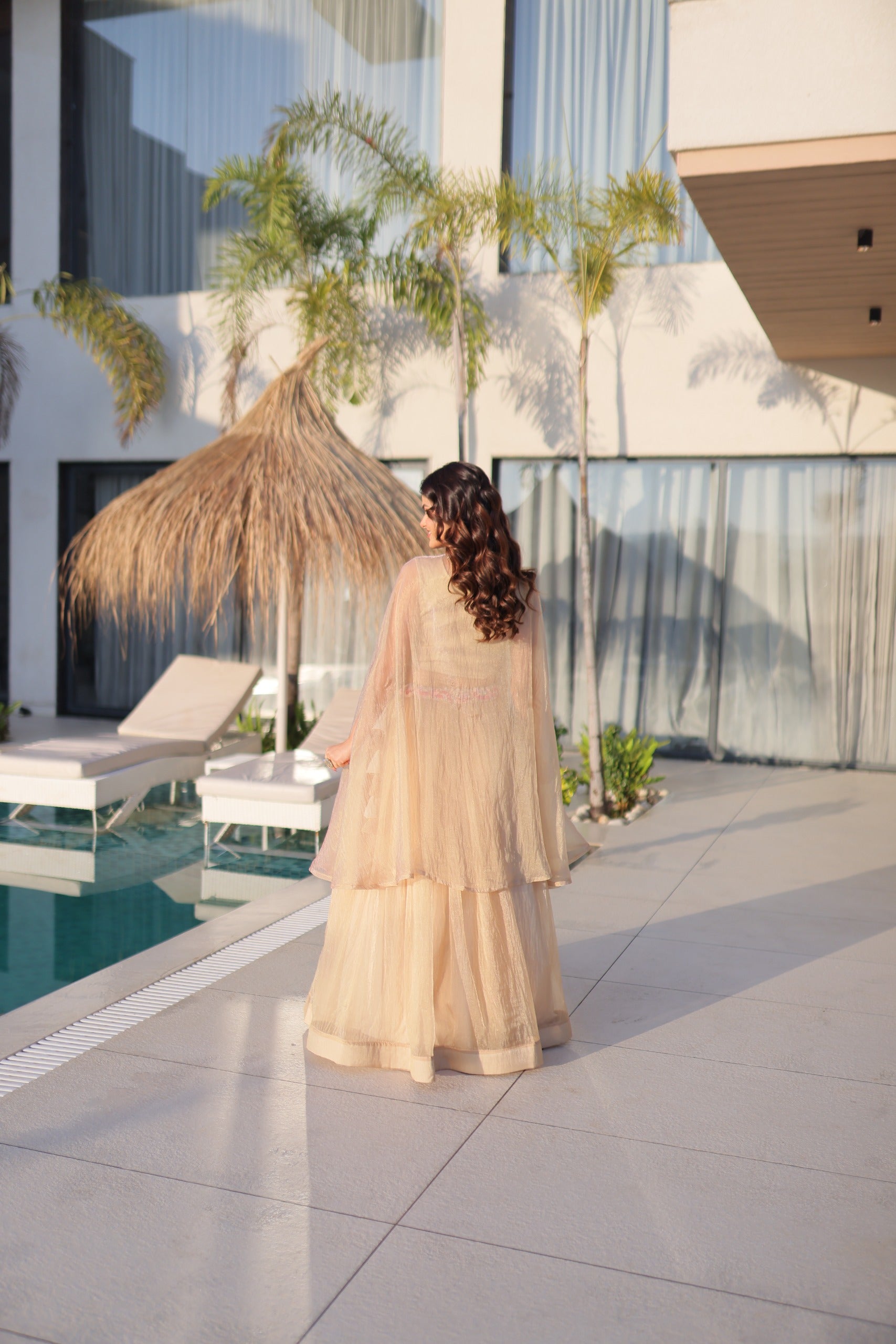 Indian ethnic lehenga with stylish shrug outfit