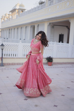 Designer pink lehenga choli with embroidered dupatta