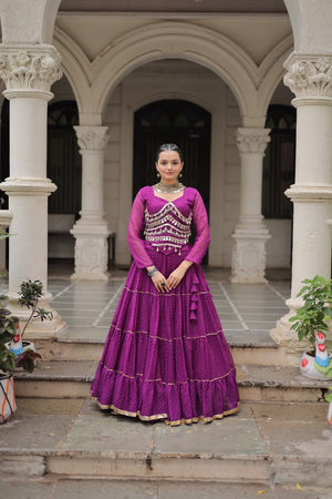 Designer Purple Lehenga Choli with Mirror Work