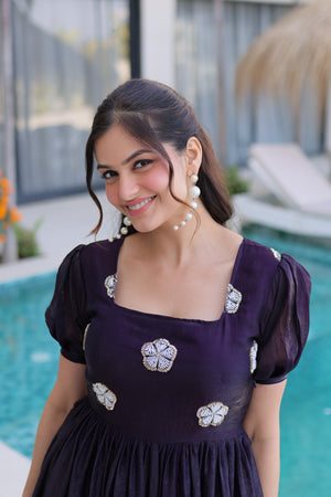 Party wear Fendi silk gown with square neck