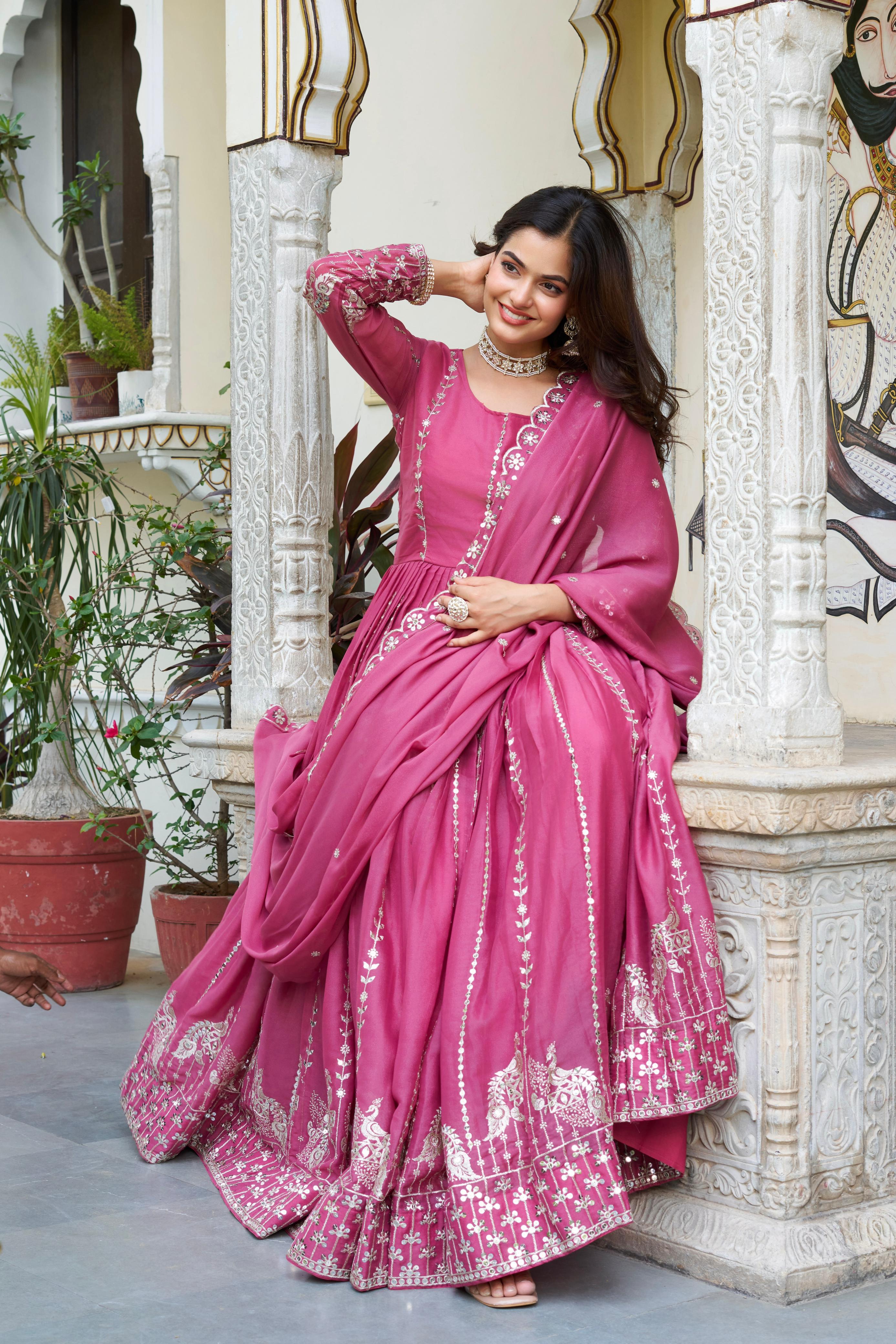 Elegant Party Wear Gown for Women with Dupatta