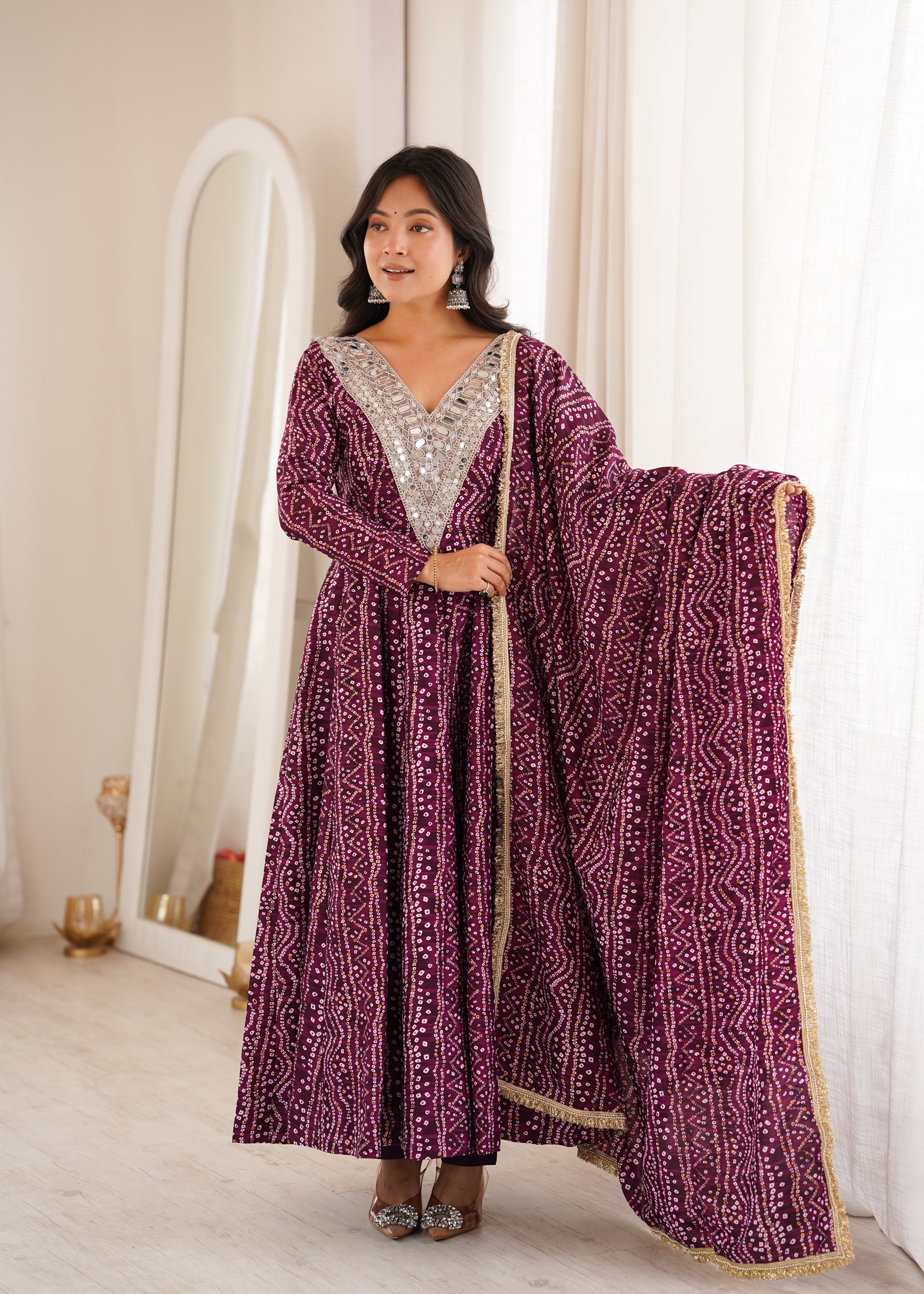 Wedding wear mirror embroidery gown online