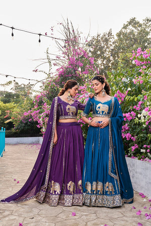Traditional Indian lehenga choli in vichitra silk