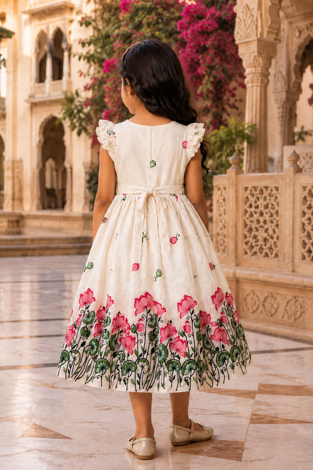 Beautiful Floral Embroidered Girls Ethnic Dress