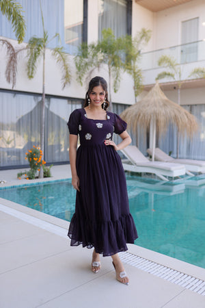 Full length flared gown with cotton lining