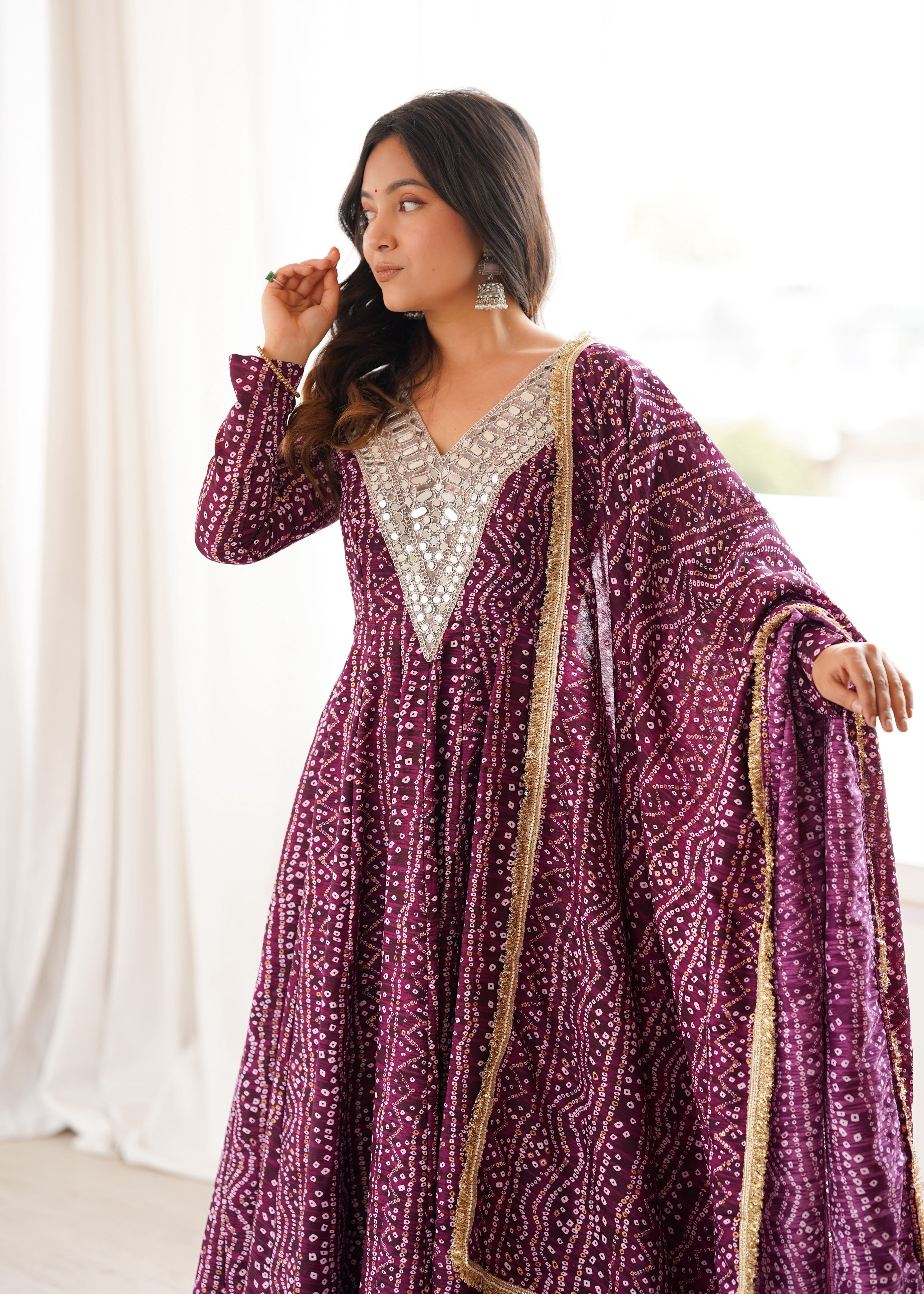 Traditional wine purple gown for women
