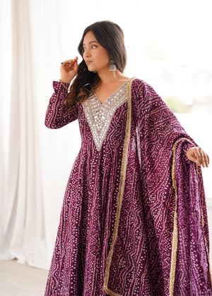 Traditional wine purple gown for women
