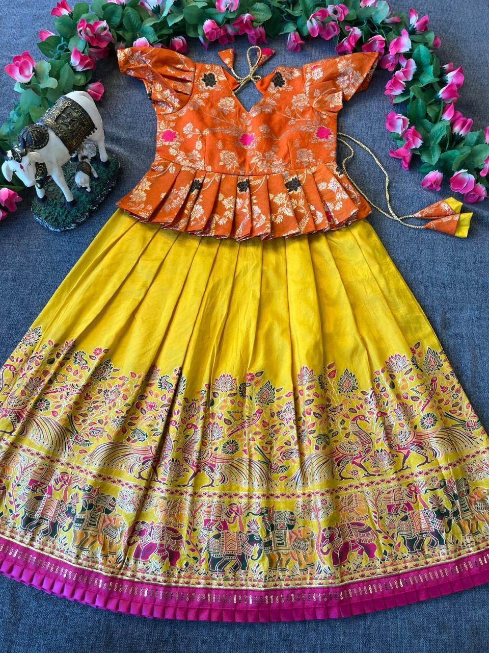 Festive silk lehenga choli for kids