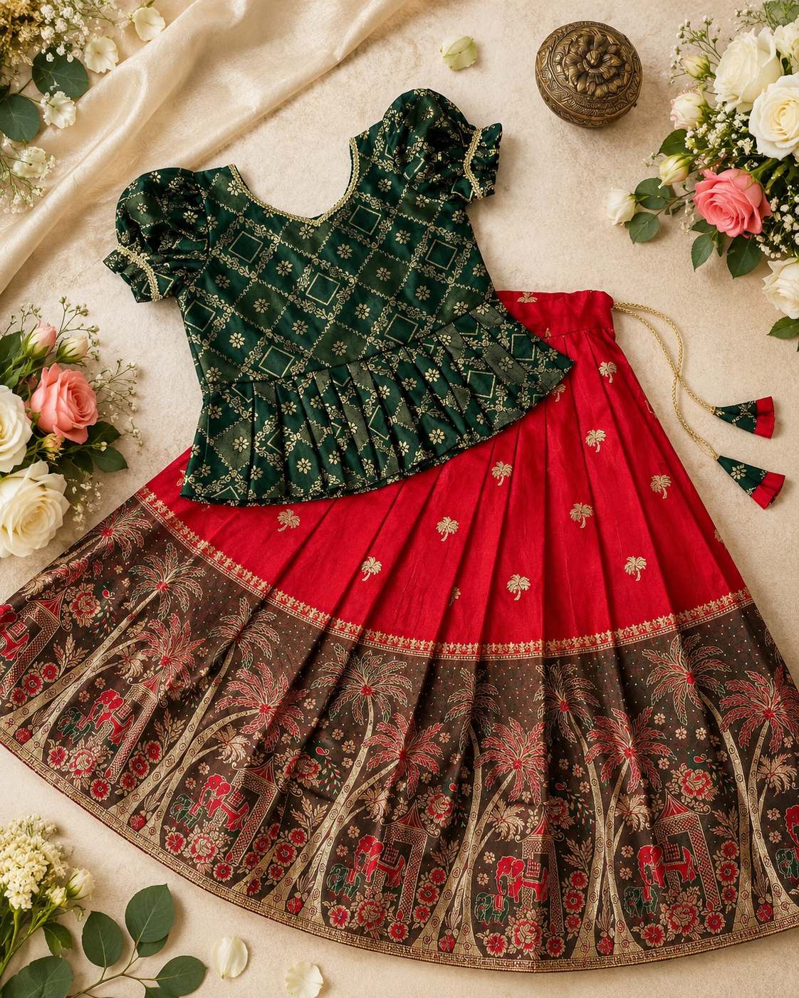 Dola Silk Kids Lehenga with Tassels