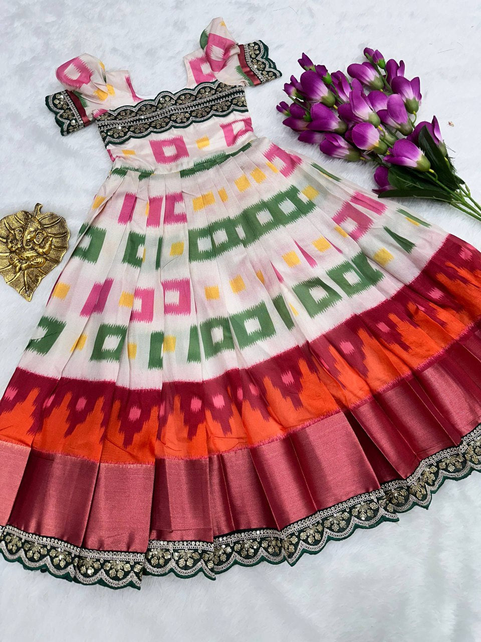 Stylish girls ethnic gown with digital pattern