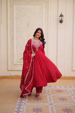 Wedding wear chanderi gown set