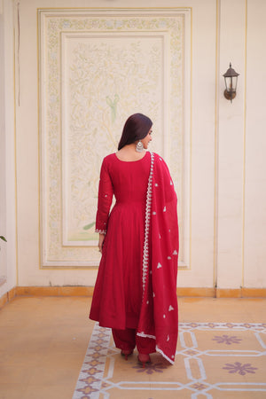 Traditional red ethnic gown for women