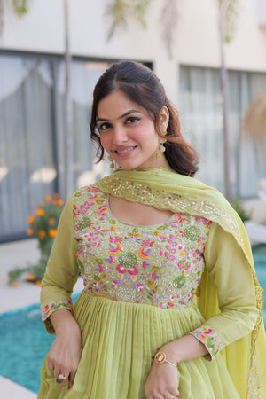 Women's embroidered gown with Roman silk bottom