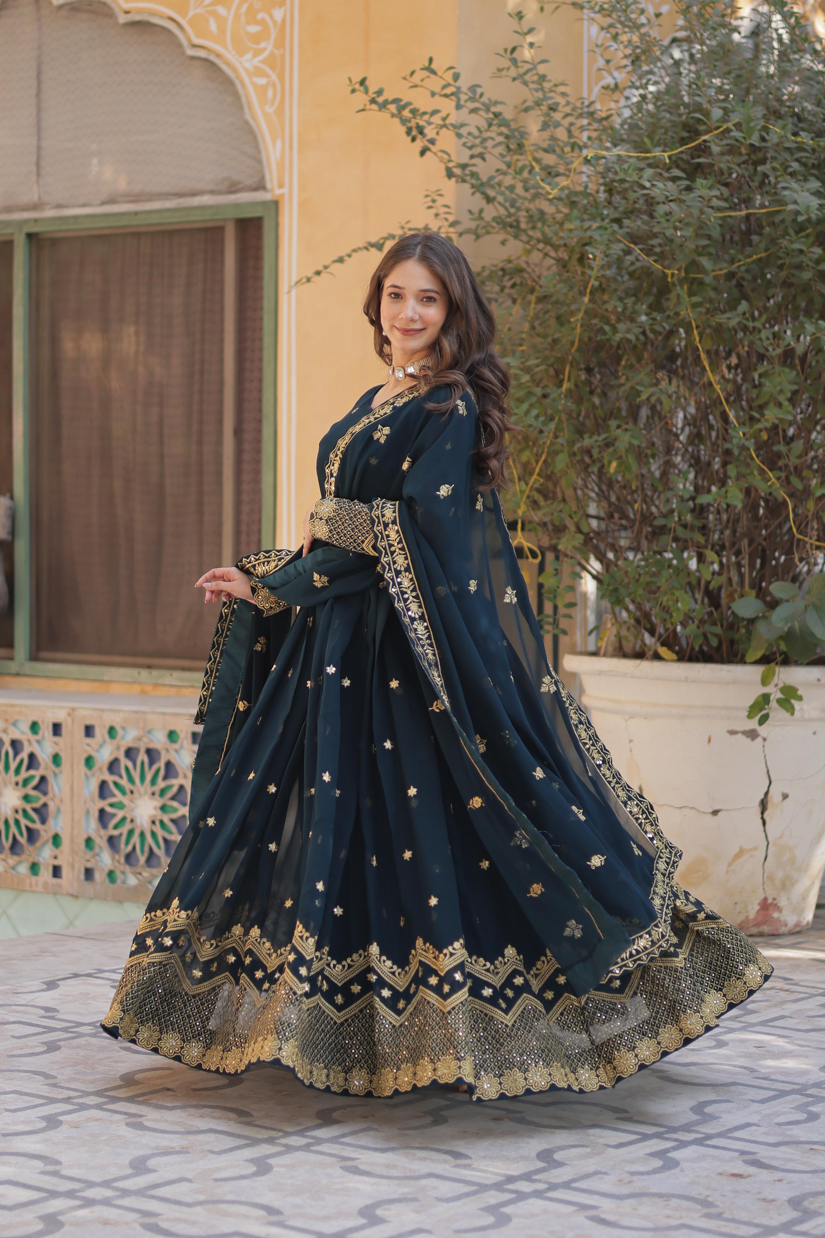 green gown set for women