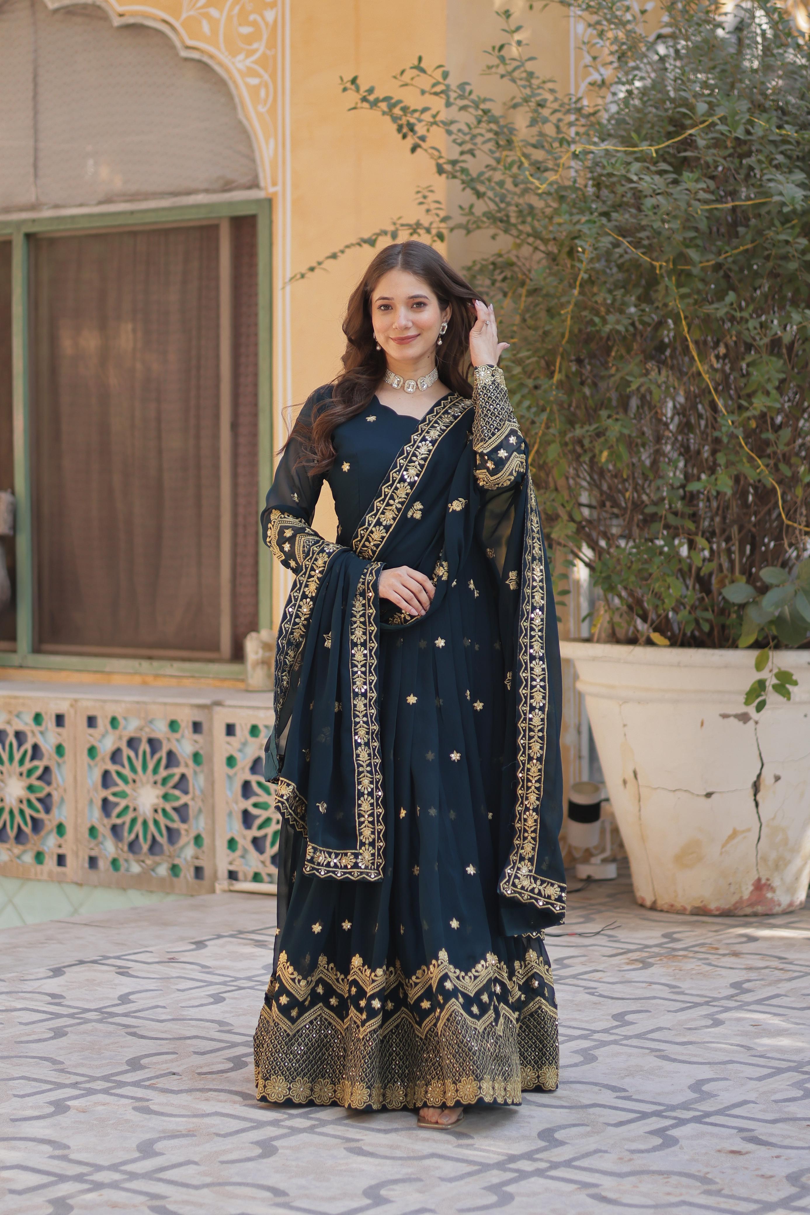  faux blooming georgette gown