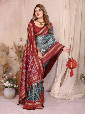 grey silk sarees for women