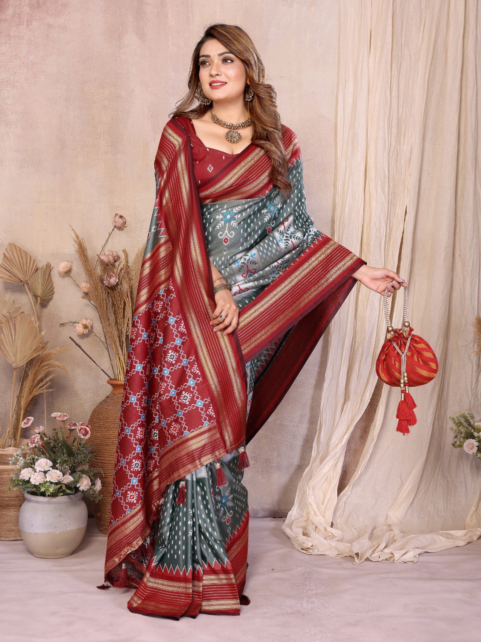 grey silk sarees for women