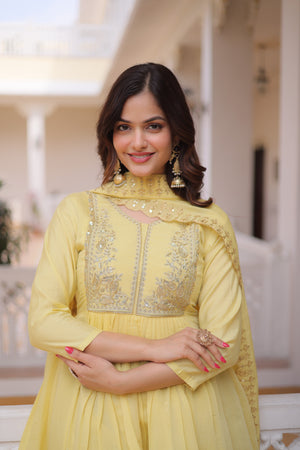 Traditional Indian gown set with dupatta for weddings and celebrations