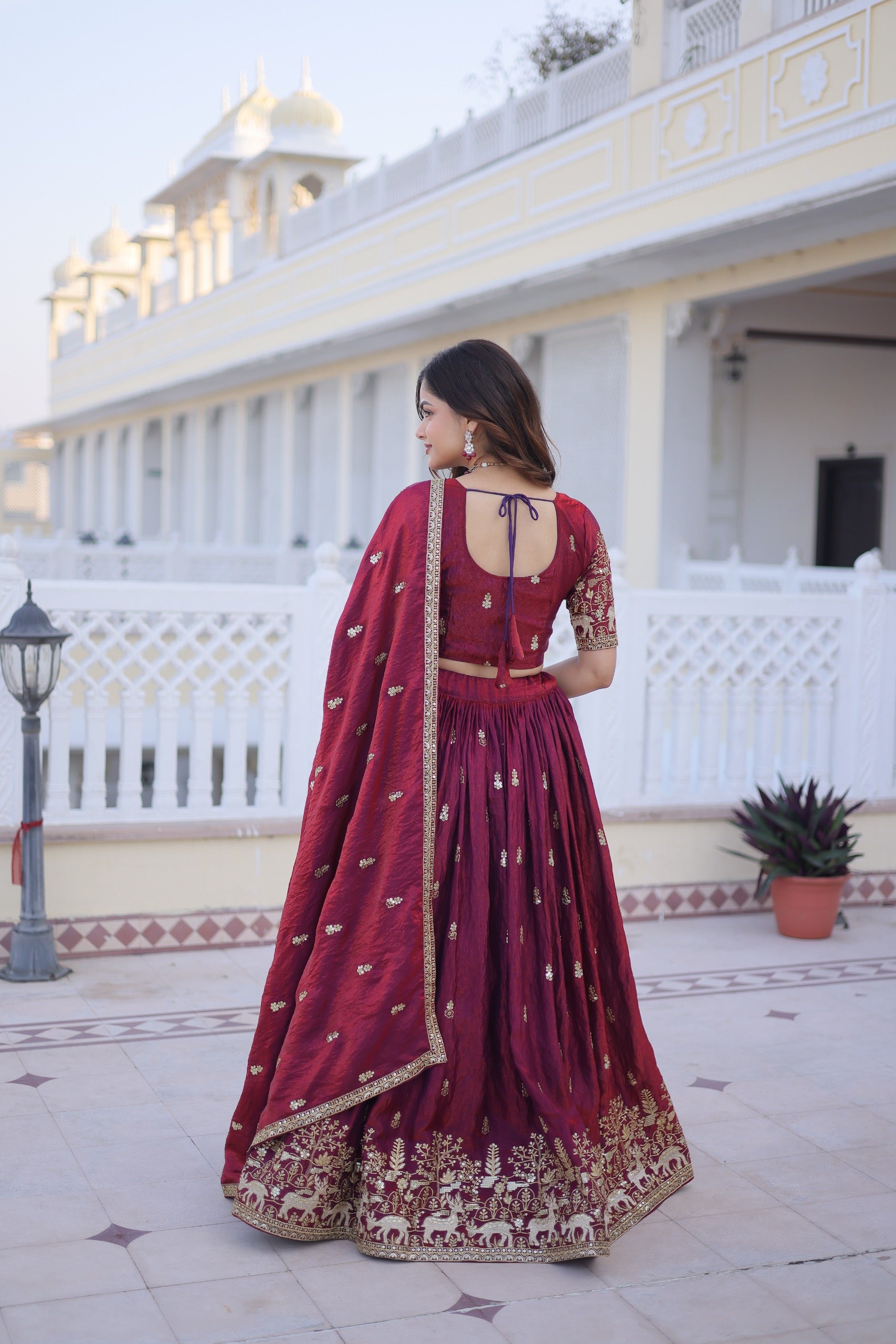 Designer Fendi silk lehenga choli for festive wear