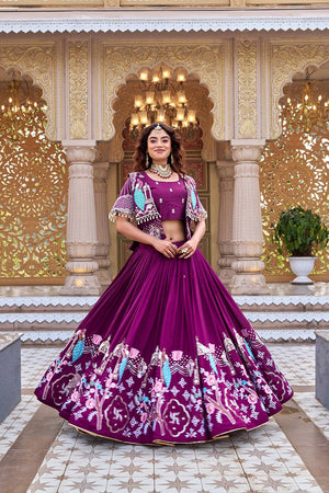Heavy embroidery lehenga choli purple