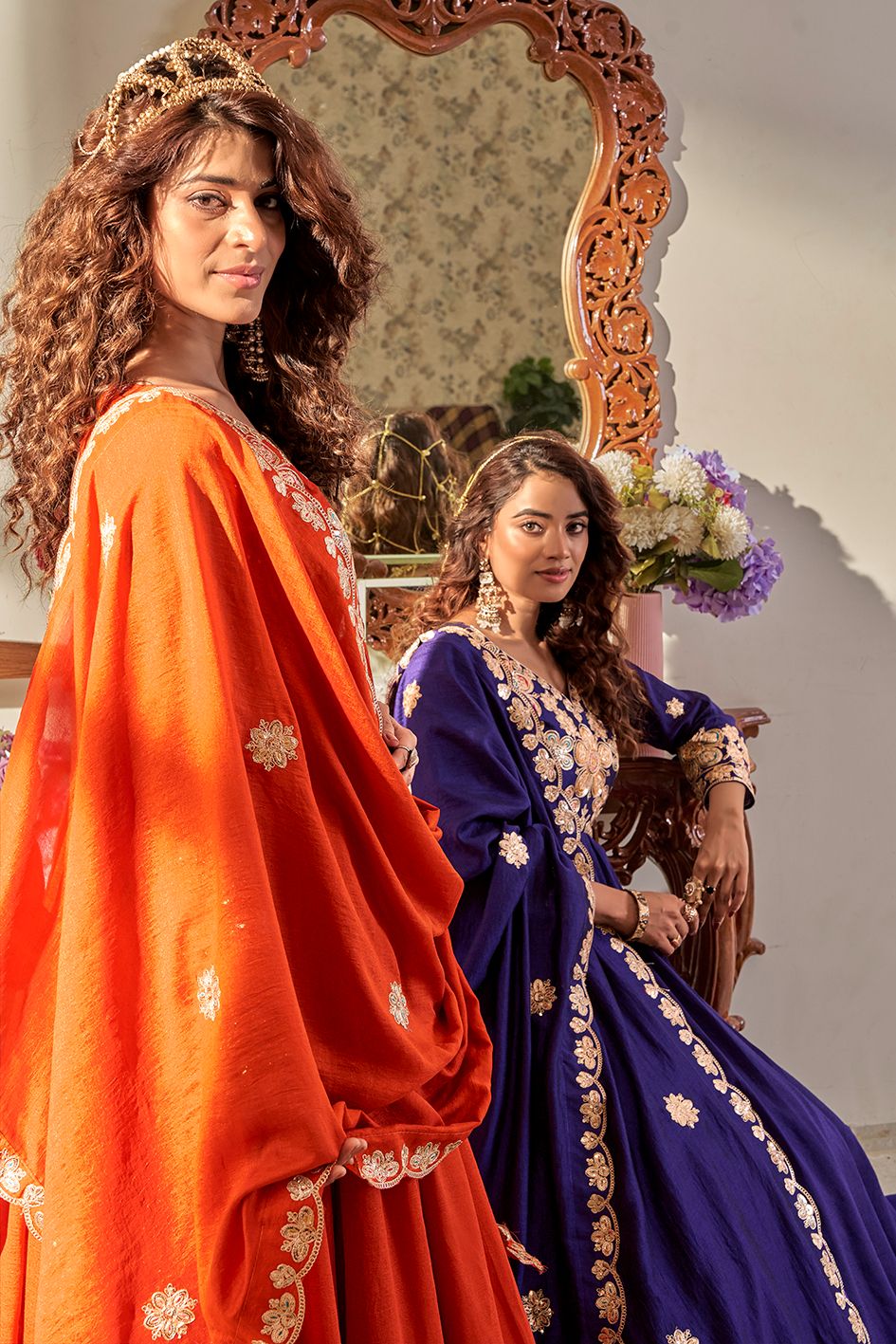 Traditional gown for women with heavy embroidery detailing