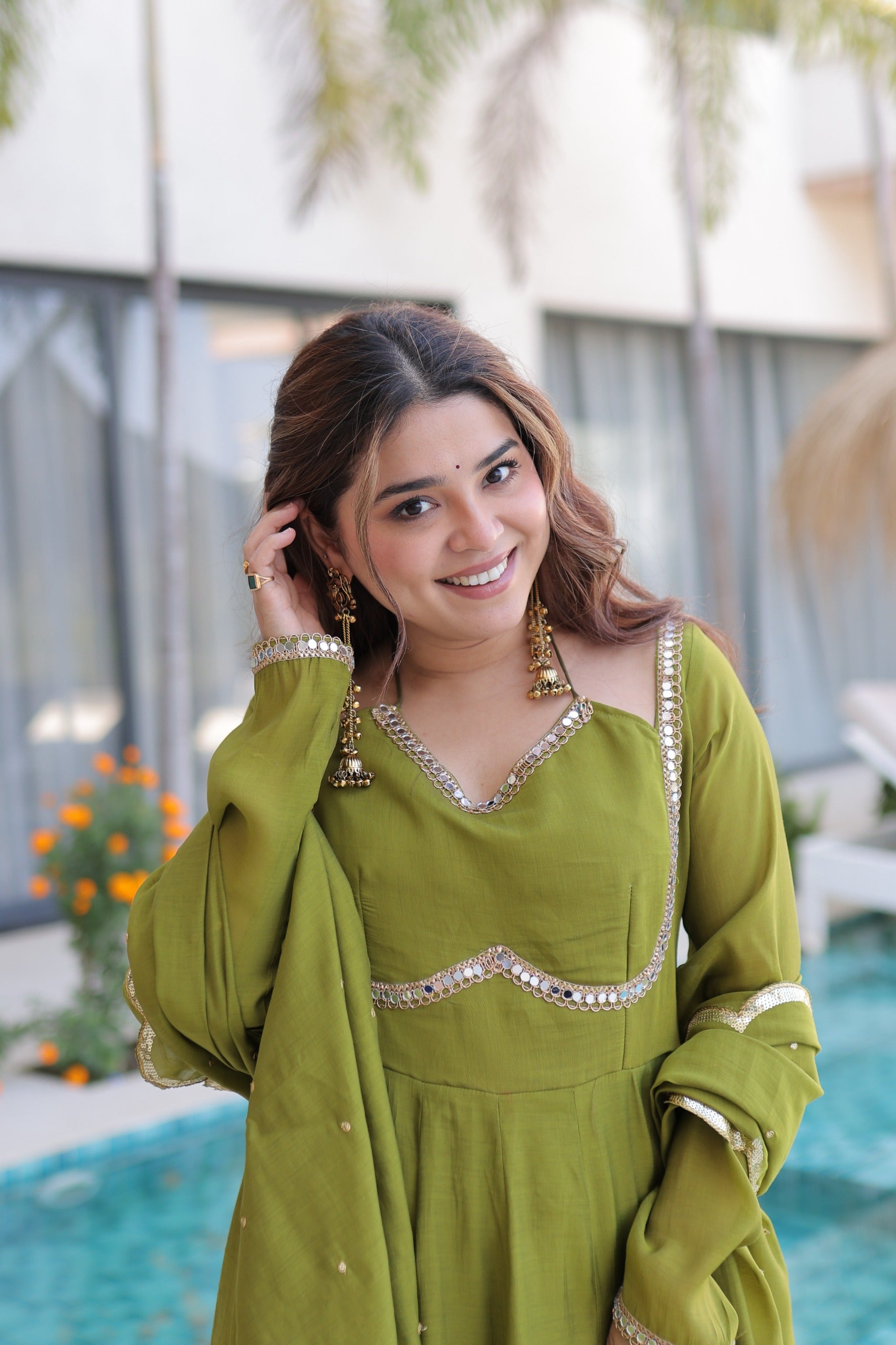 Wedding wear mul chanderi kurti set