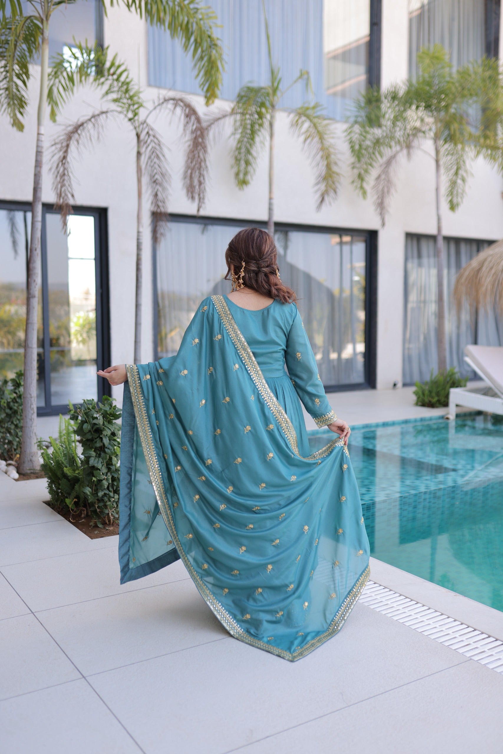 Party wear embroidered sharara suit